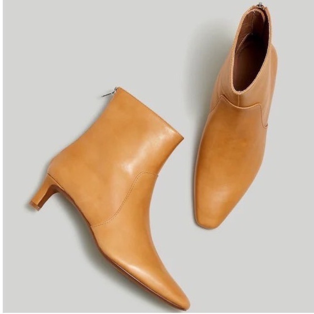 Madewell The Dimes Kitten Heel Leather Bootie Distant Sand NN027 Womens 6.5